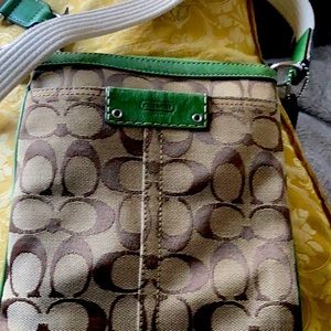 Coach brown and green crossbody